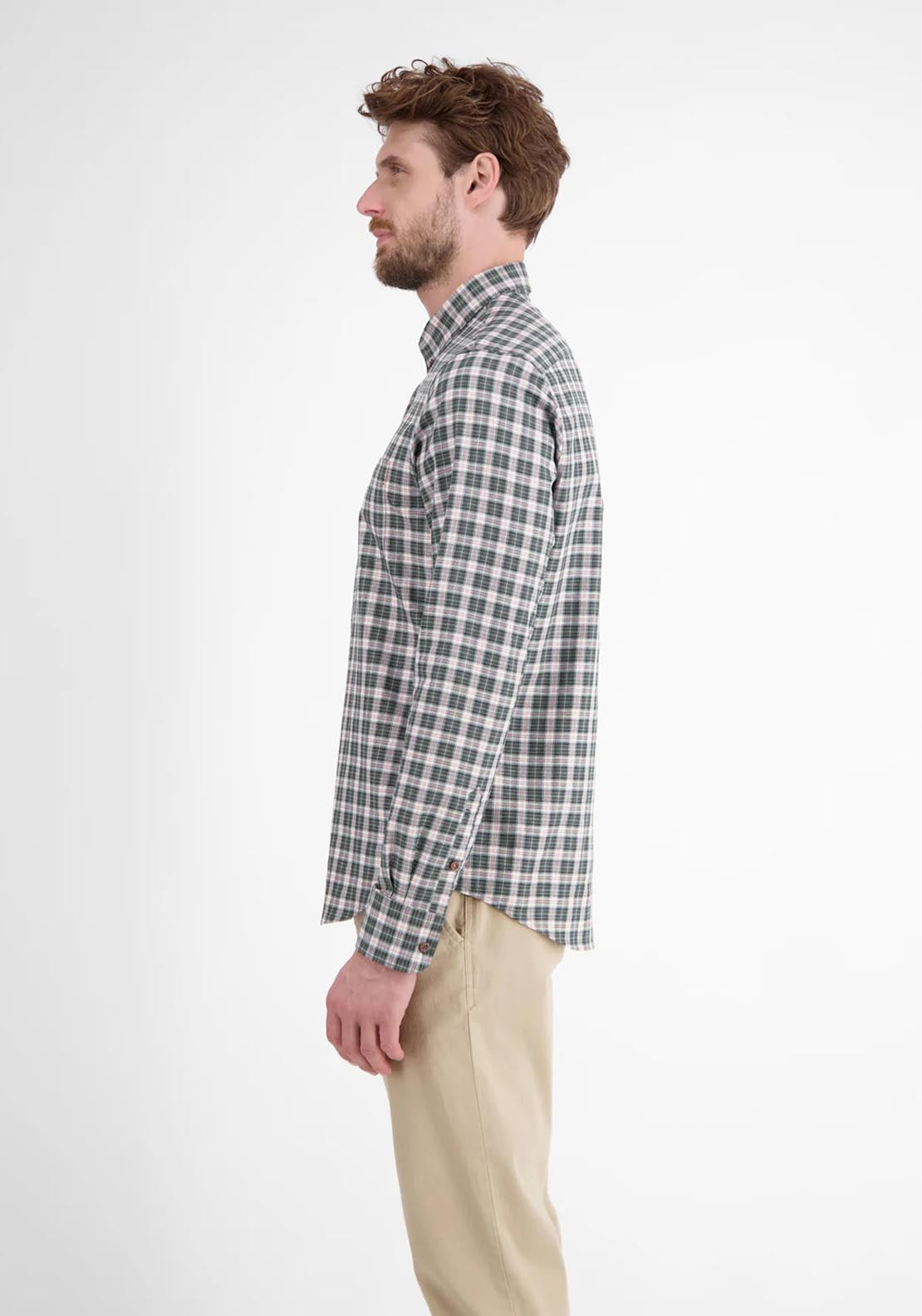 Lerros Long Sleeve Check Shirt - Nordic Olive 3 Shaws Department Stores