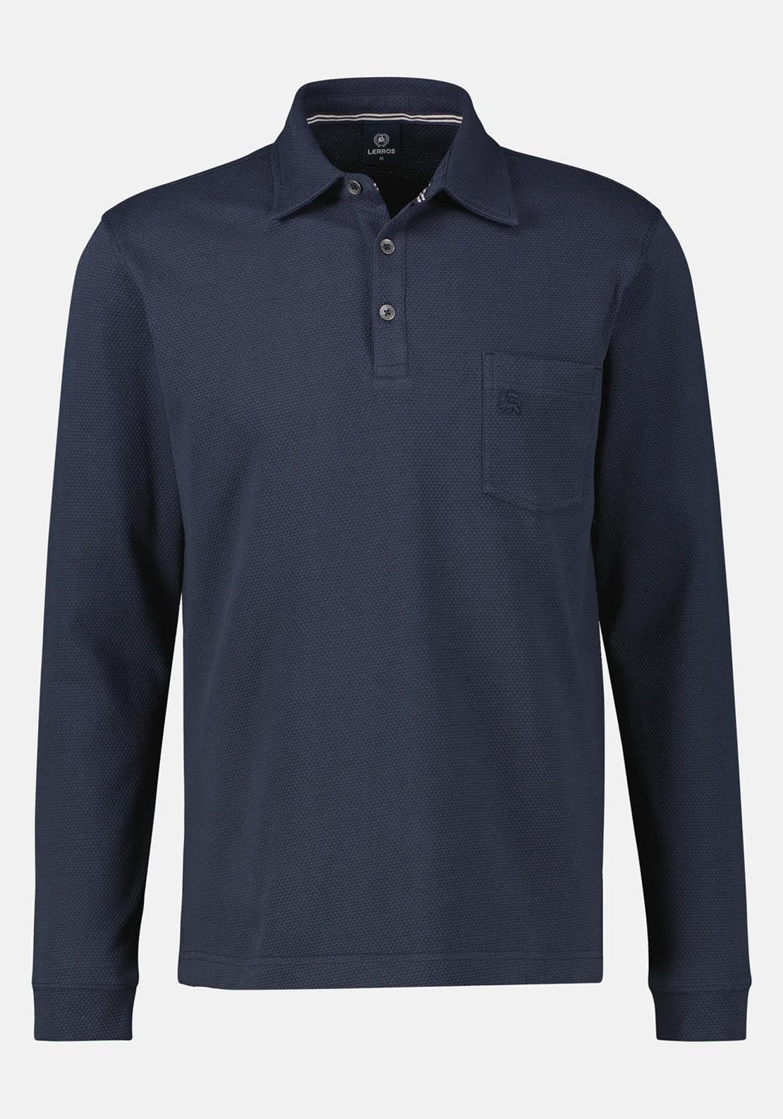 Lerros Long Sleeve Waffle Polo - Classic Navy 6 Shaws Department Stores