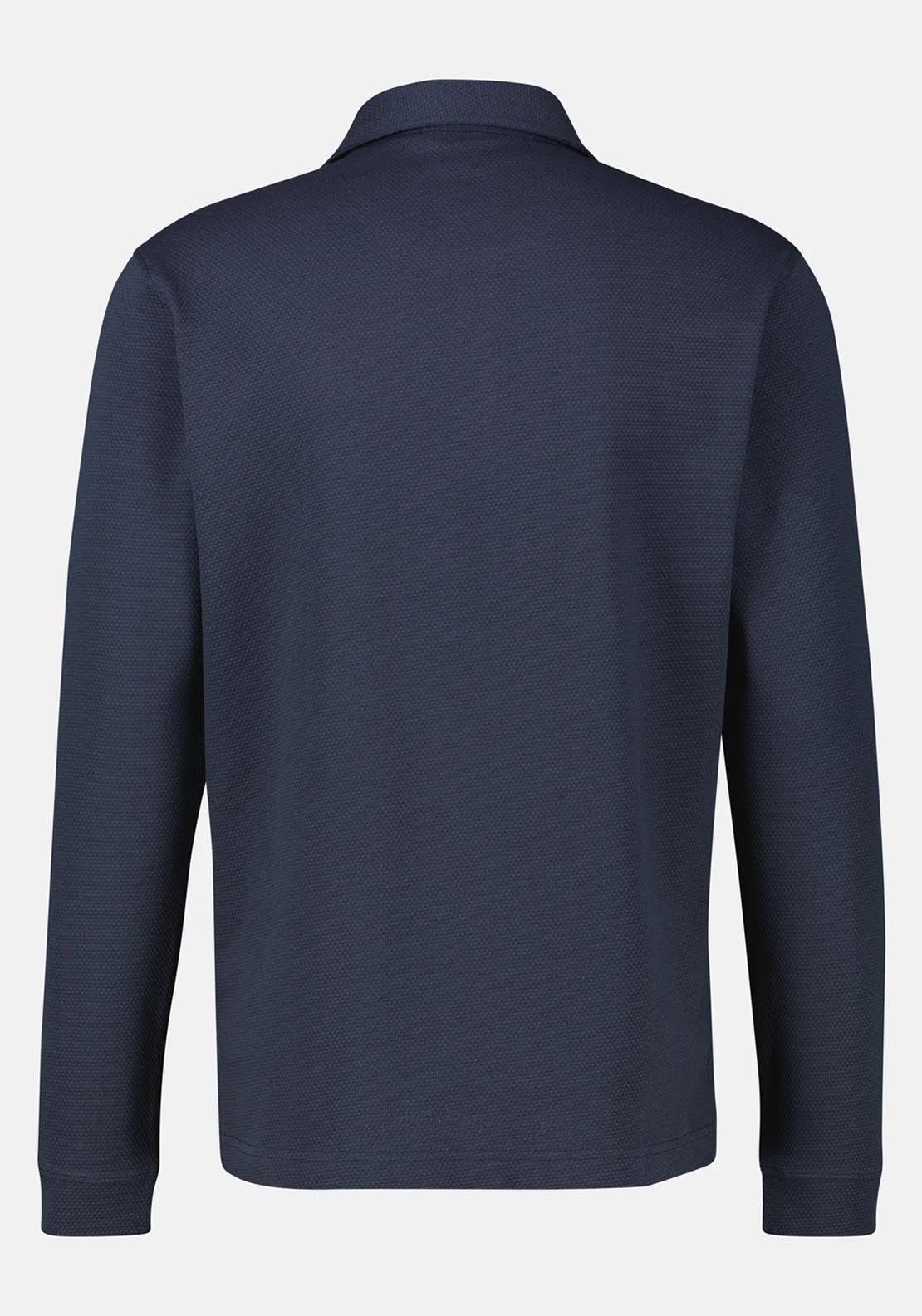 Lerros Long Sleeve Waffle Polo - Classic Navy 7 Shaws Department Stores