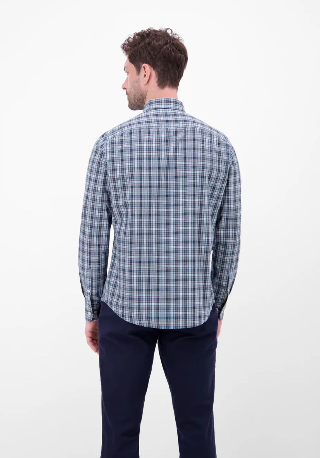 Lerros Check Long Sleeve Shirt - Classic Navy 2 Shaws Department Stores