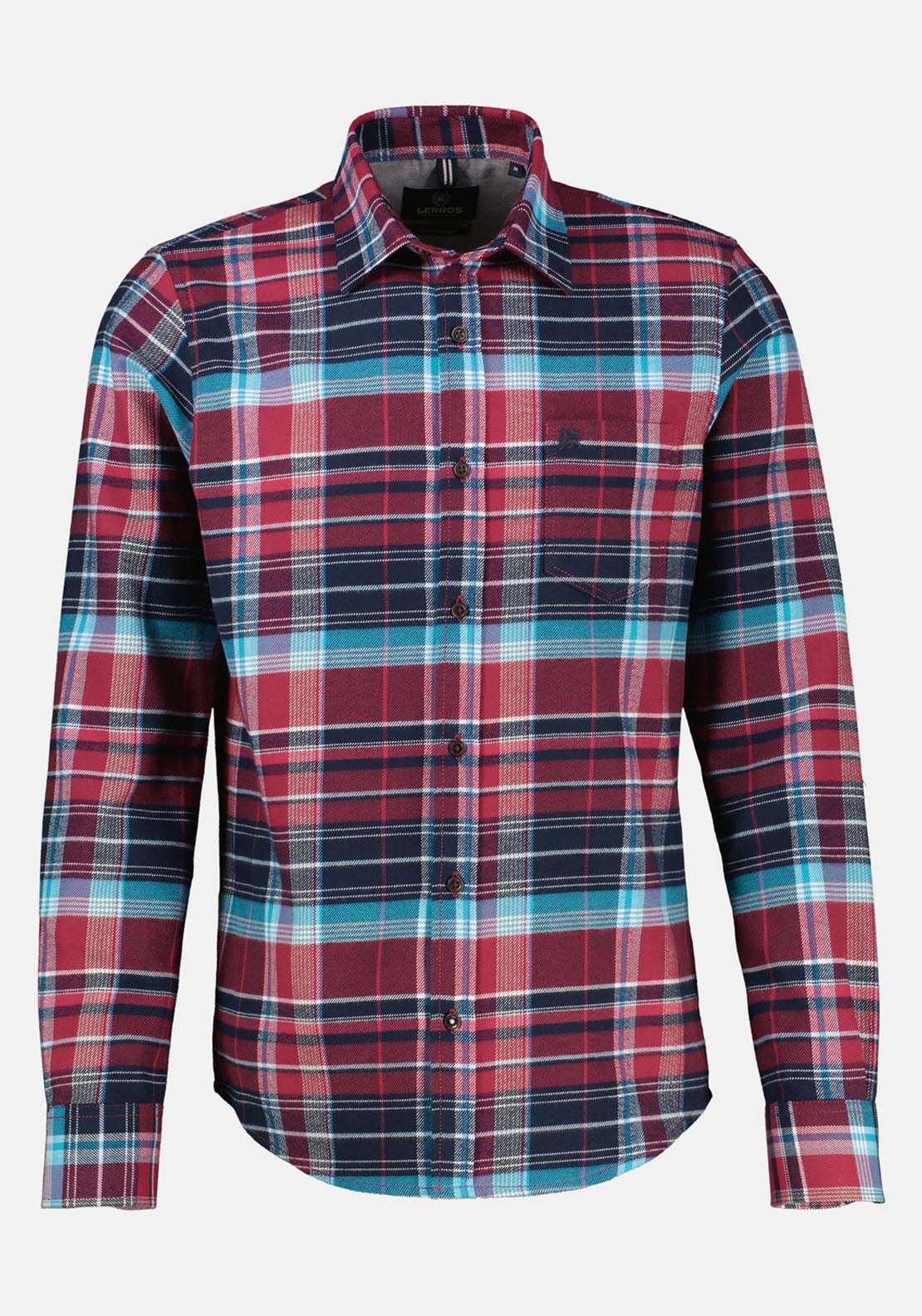 Lerros Long Sleeve Flannel Check Shirt - Maple Red 6 Shaws Department Stores