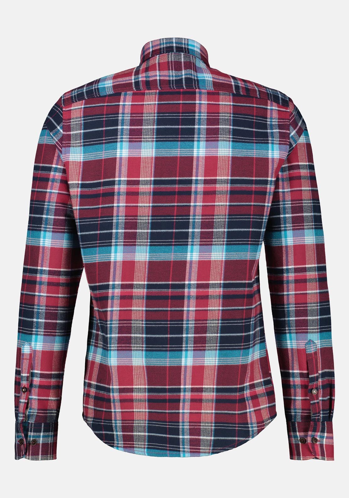 Lerros Long Sleeve Flannel Check Shirt - Maple Red 7 Shaws Department Stores