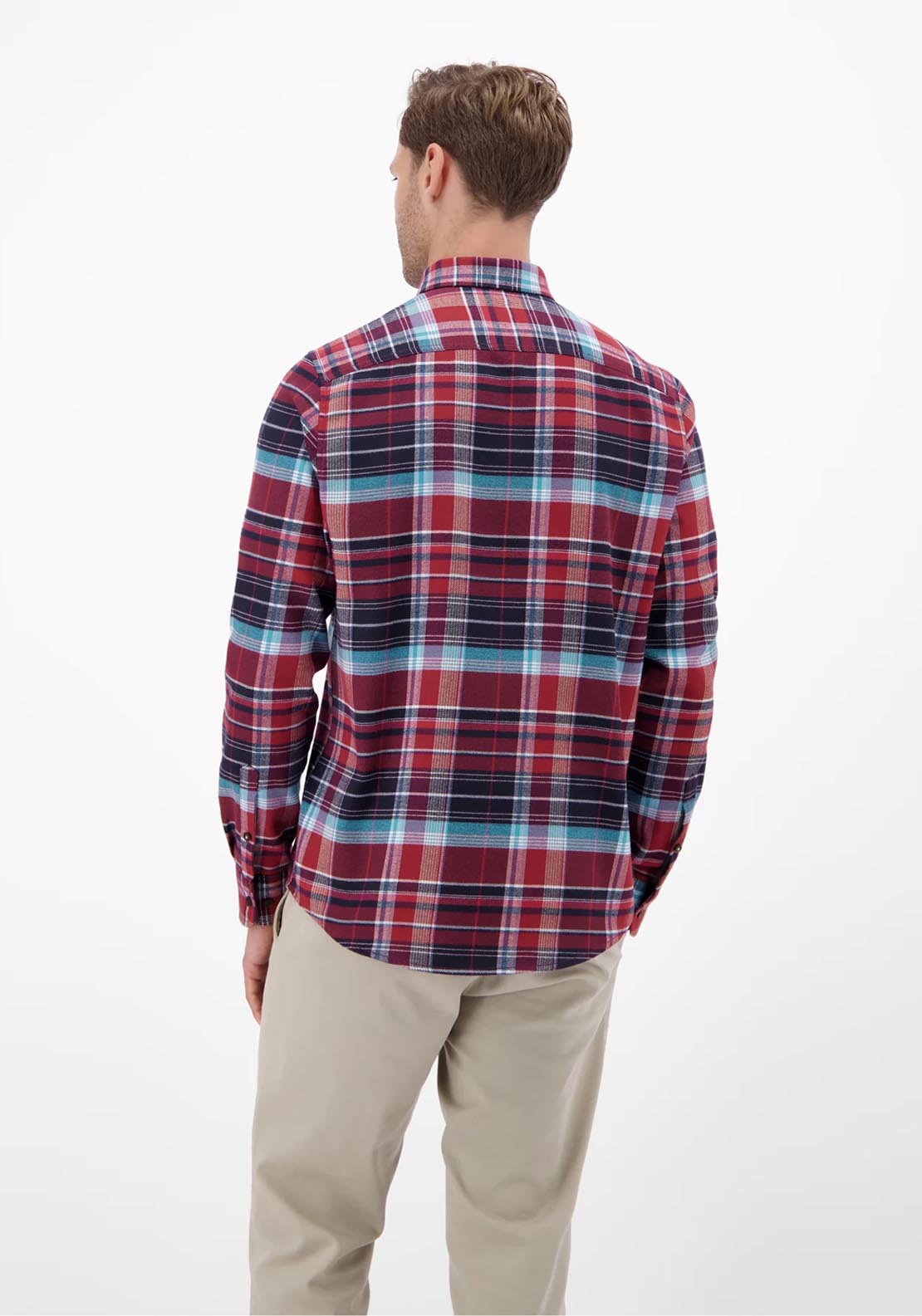 Lerros Long Sleeve Flannel Check Shirt - Maple Red 2 Shaws Department Stores