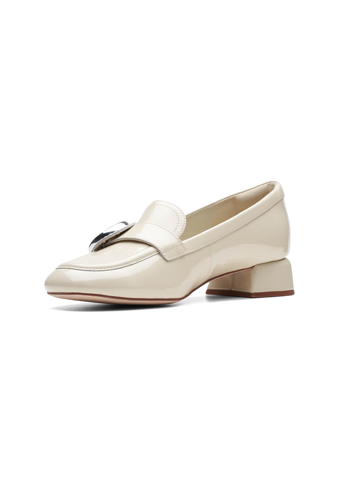 Clarks Daiss30 Trim Heeled Loafer - Ivory 1 Shaws Department Stores