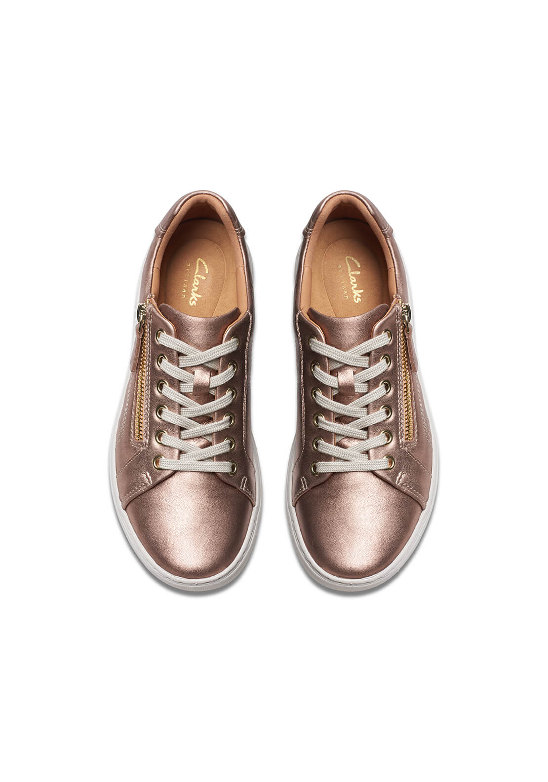Clarks Nalle Lace Zip Trainer - Rose Gold 5 Shaws Department Stores