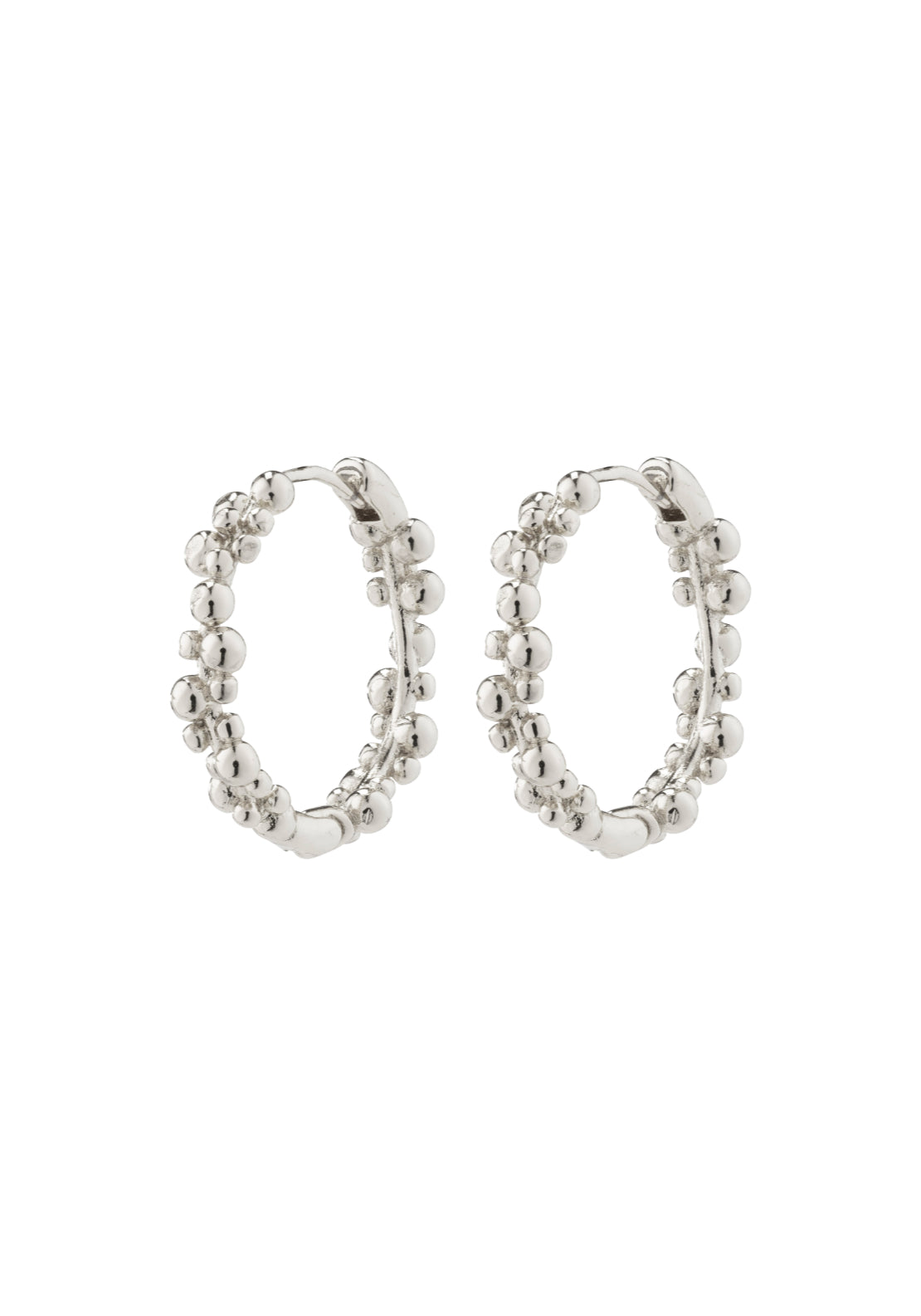 Solidarity Silver Plated Medium Bubble Hoop Earrings - Silver