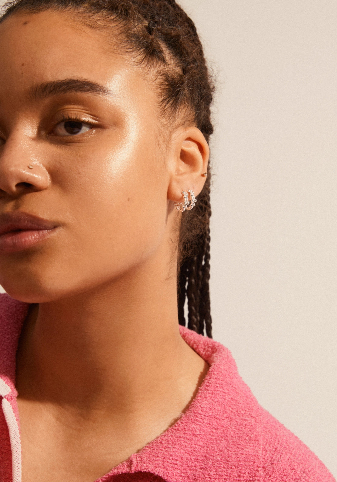 Solidarity Silver Plated Medium Bubble Hoop Earrings - Silver
