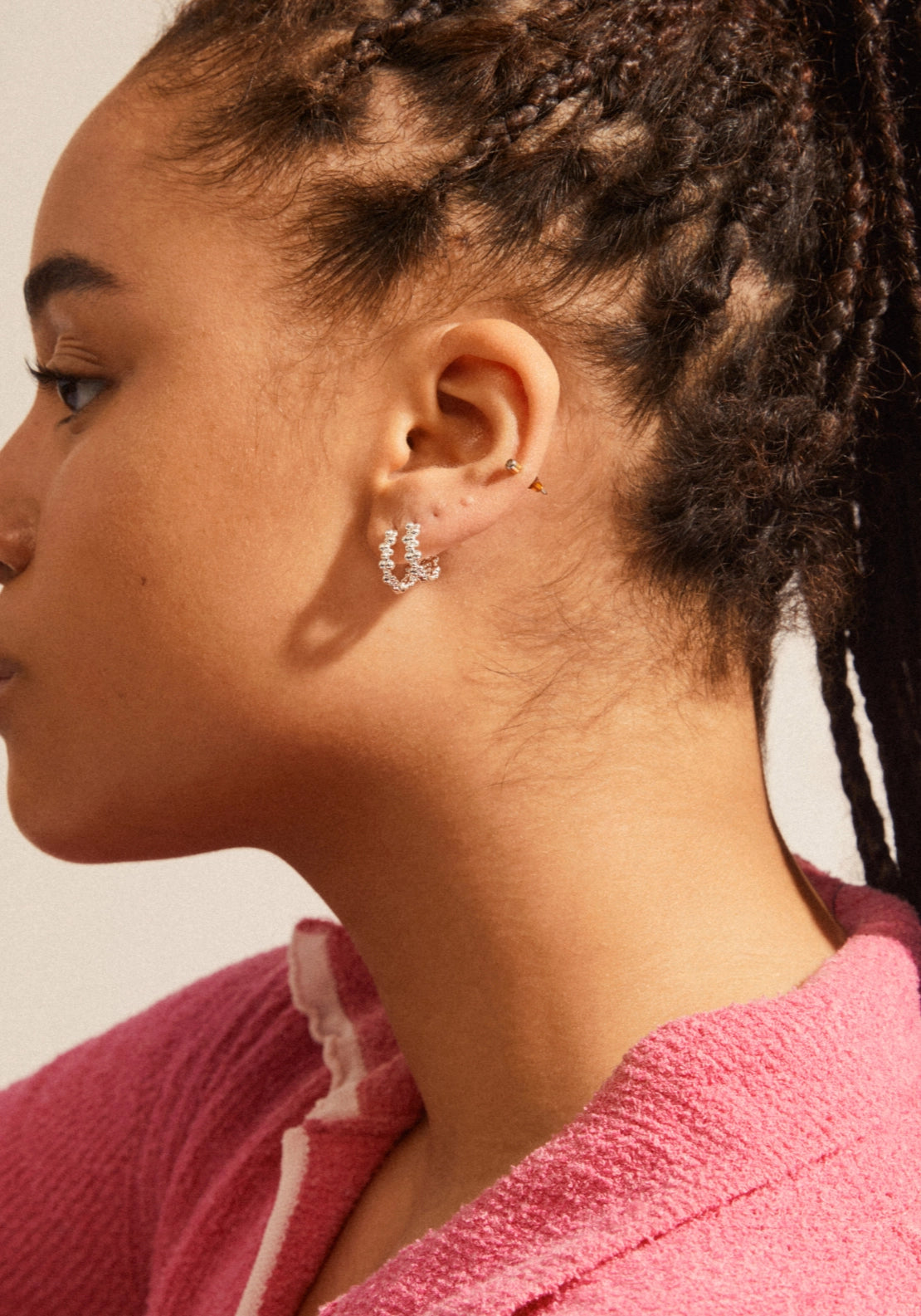 Solidarity Silver Plated Medium Bubble Hoop Earrings - Silver