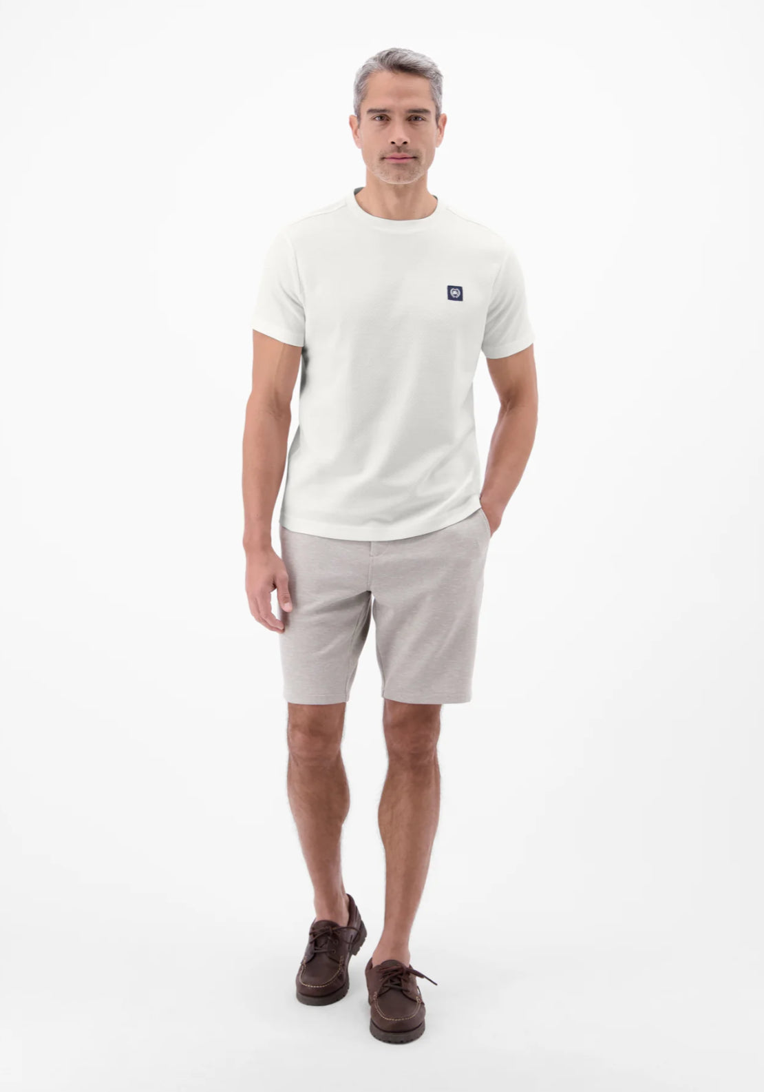 Lerros 100% Cotton Waffle Texture T-Shirt - White 4 Shaws Department Stores