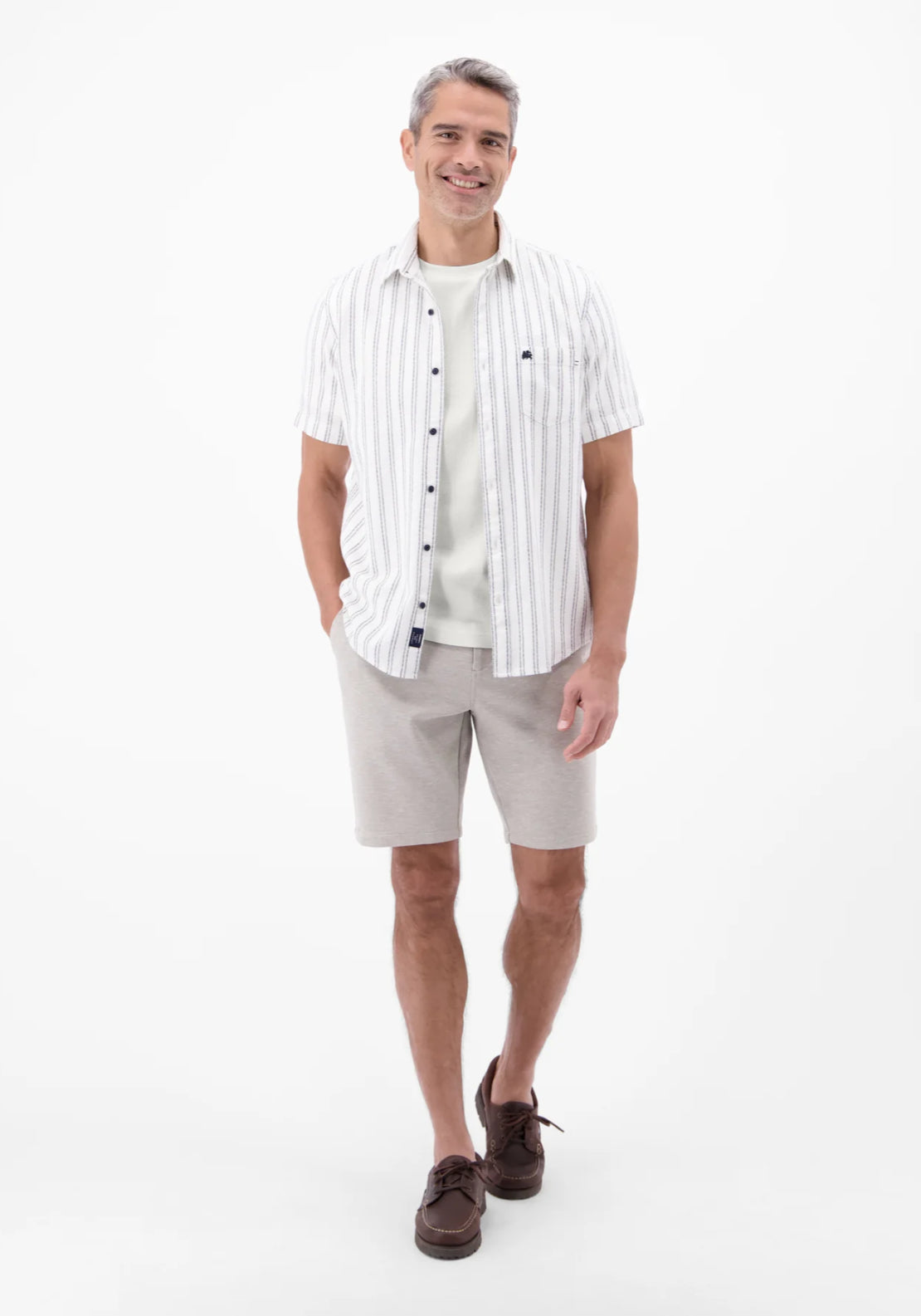 Lerros 100% Cotton Waffle Texture T-Shirt - White 5 Shaws Department Stores