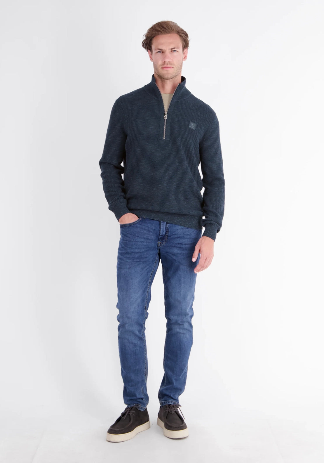 1/4 Zip Knit Sweater - Classic Navy