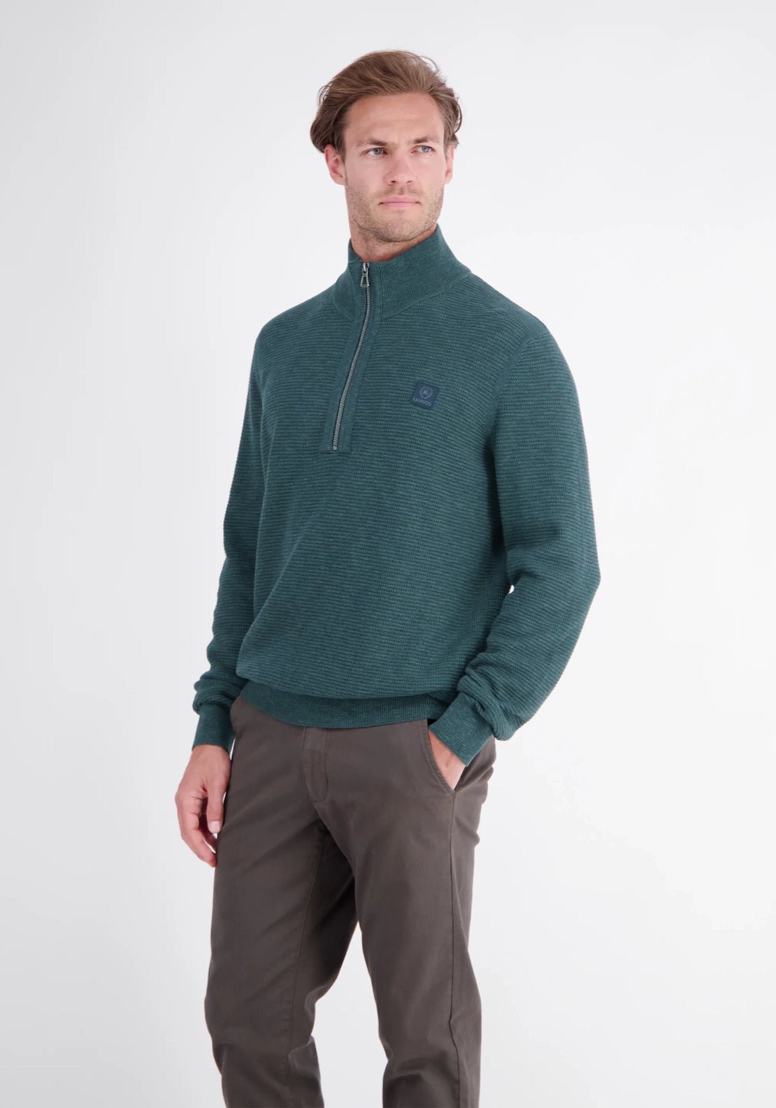 1/4 Zip Knit Sweater - Cedar Green