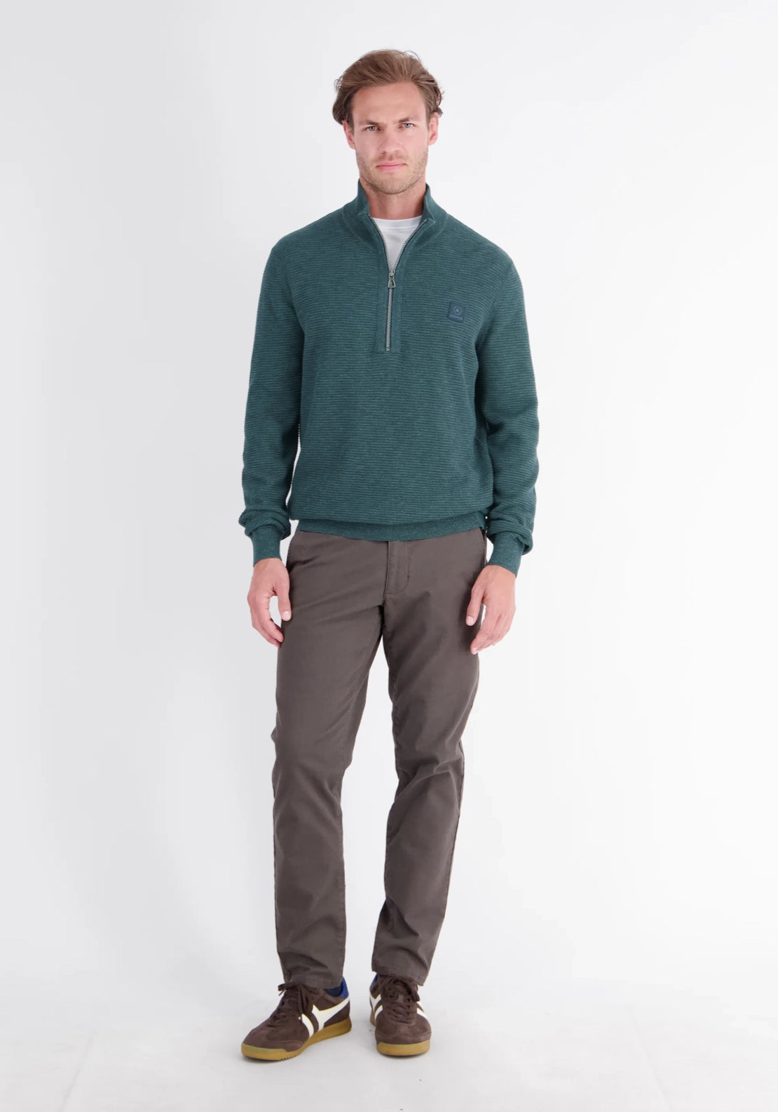 1/4 Zip Knit Sweater - Cedar Green