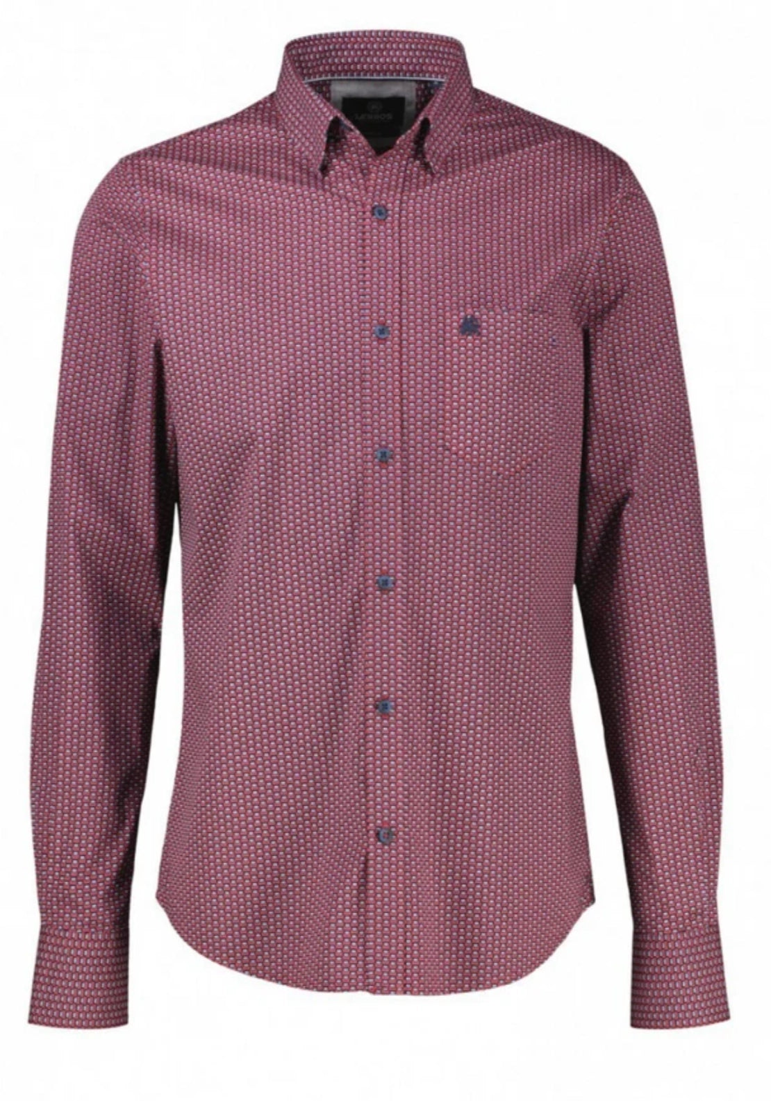 Geometric Print Shirt - Muted Red