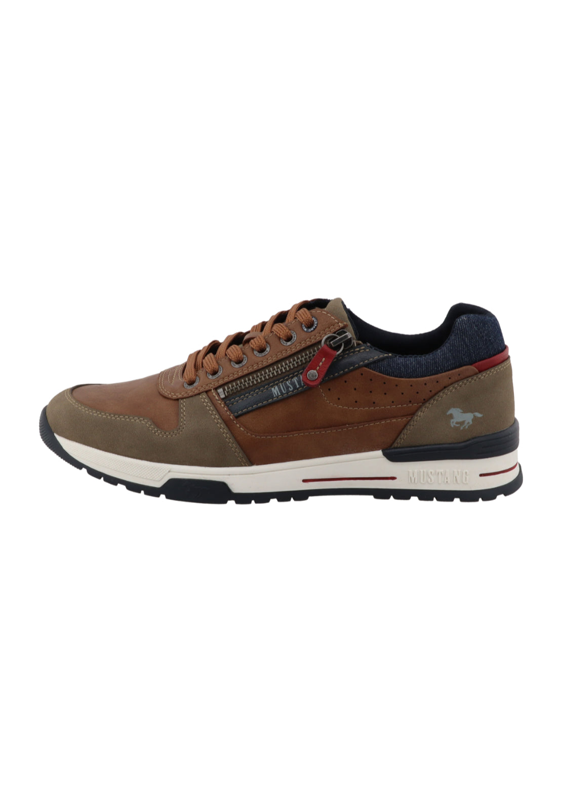 Mustang Side Zip Trainer - Cognac 1 Shaws Department Stores