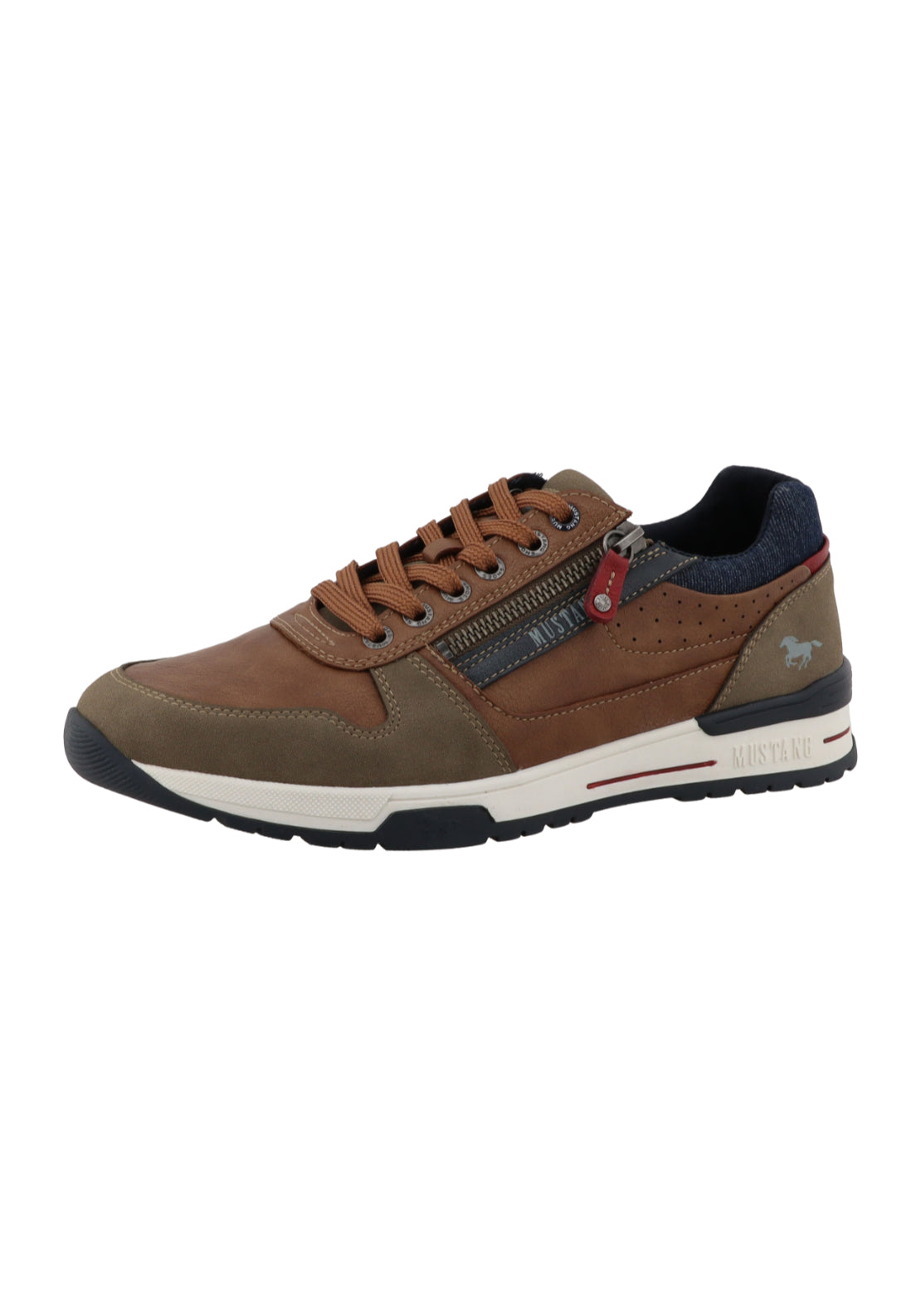 Mustang Side Zip Trainer - Cognac 3 Shaws Department Stores