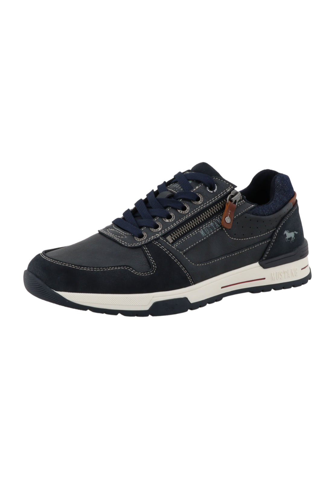 Mustang Side Zip Trainer - Navy 3 Shaws Department Stores