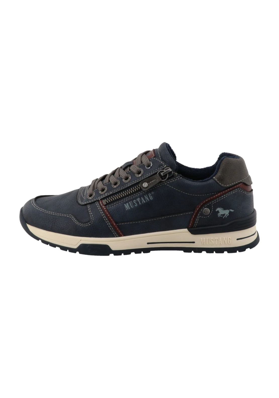 Cream Unit Side Zip Trainer - Lt Navy