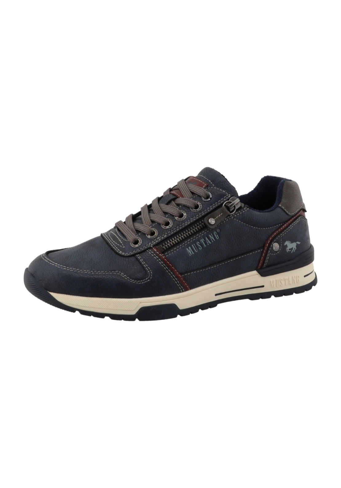 Cream Unit Side Zip Trainer - Lt Navy