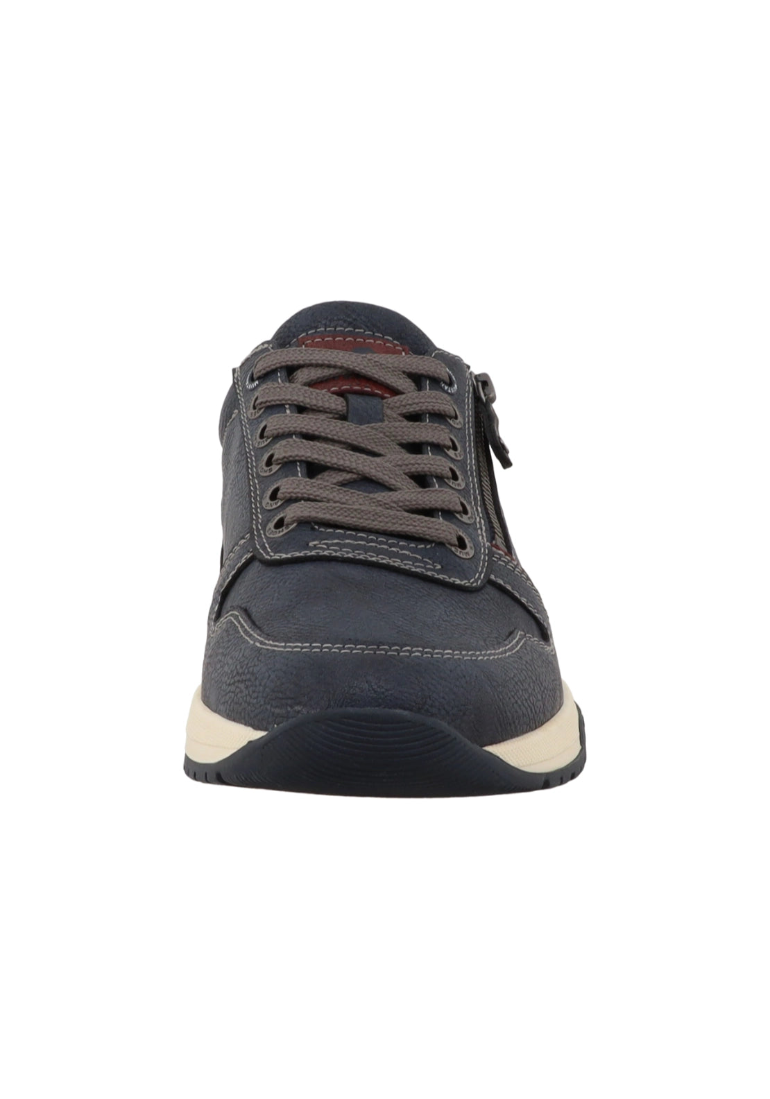 Cream Unit Side Zip Trainer - Lt Navy