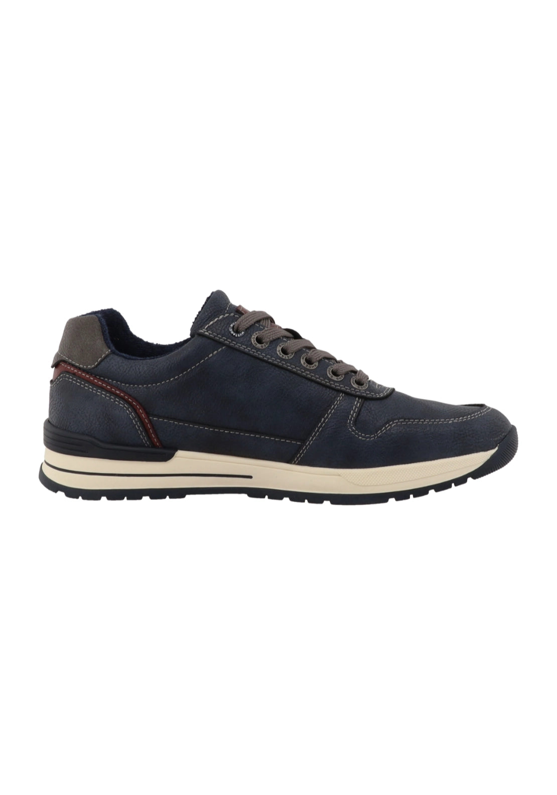Cream Unit Side Zip Trainer - Lt Navy