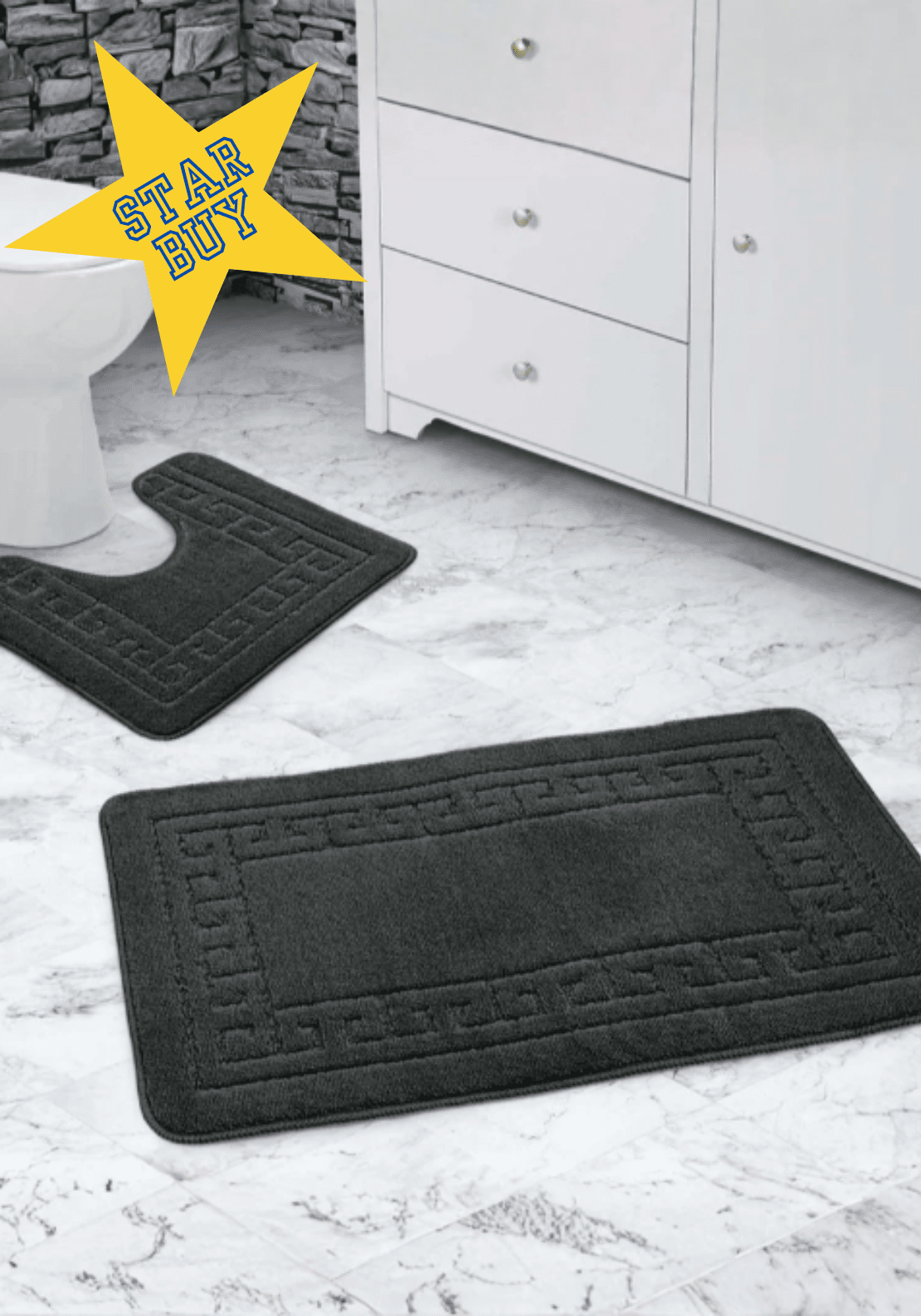 The Home Collection Greek Bath Mat Set - Grey 1 Shaws Department Stores
