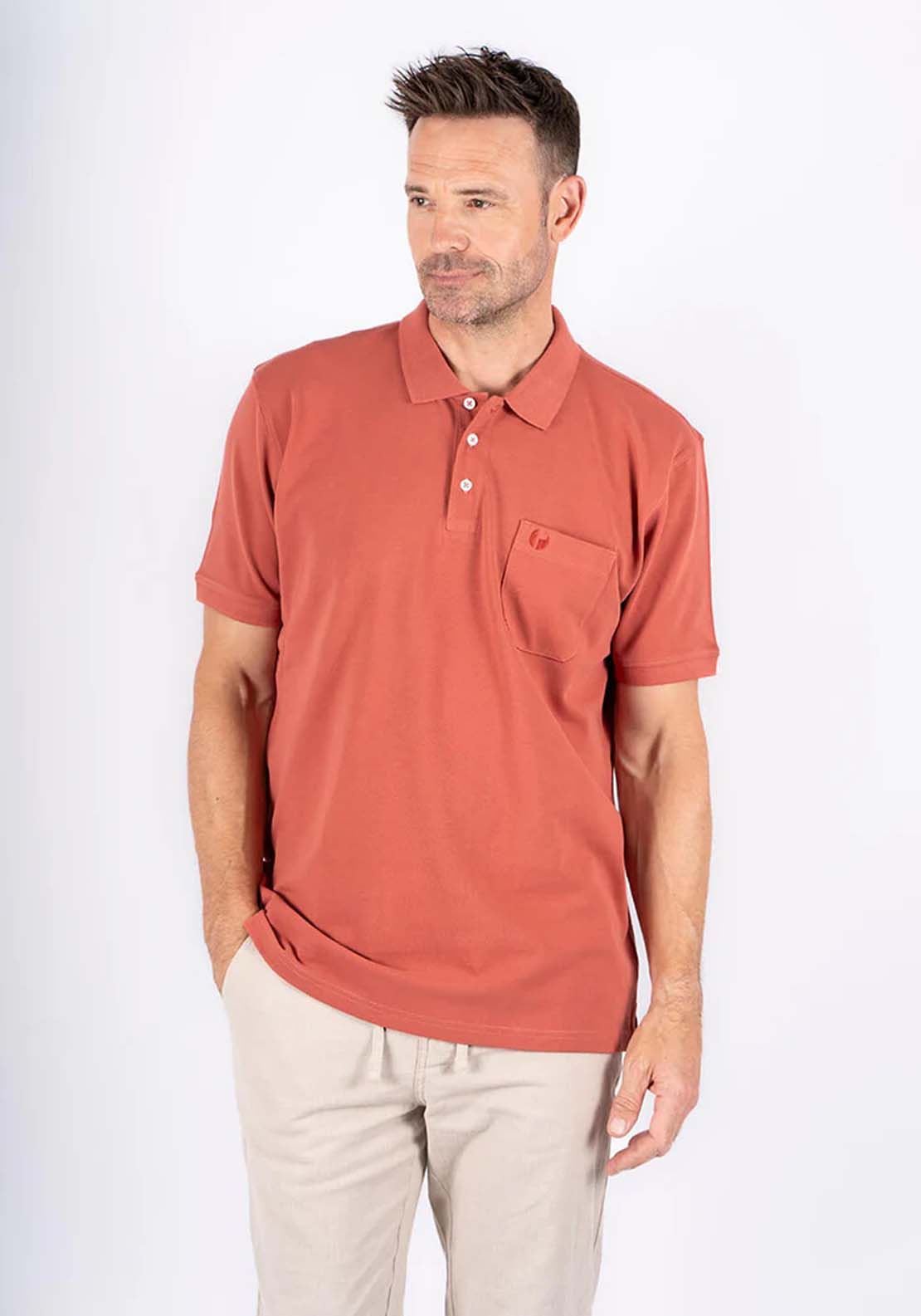 Yeats Rodger Plain Polo - Henna Red 1 Shaws Department Stores