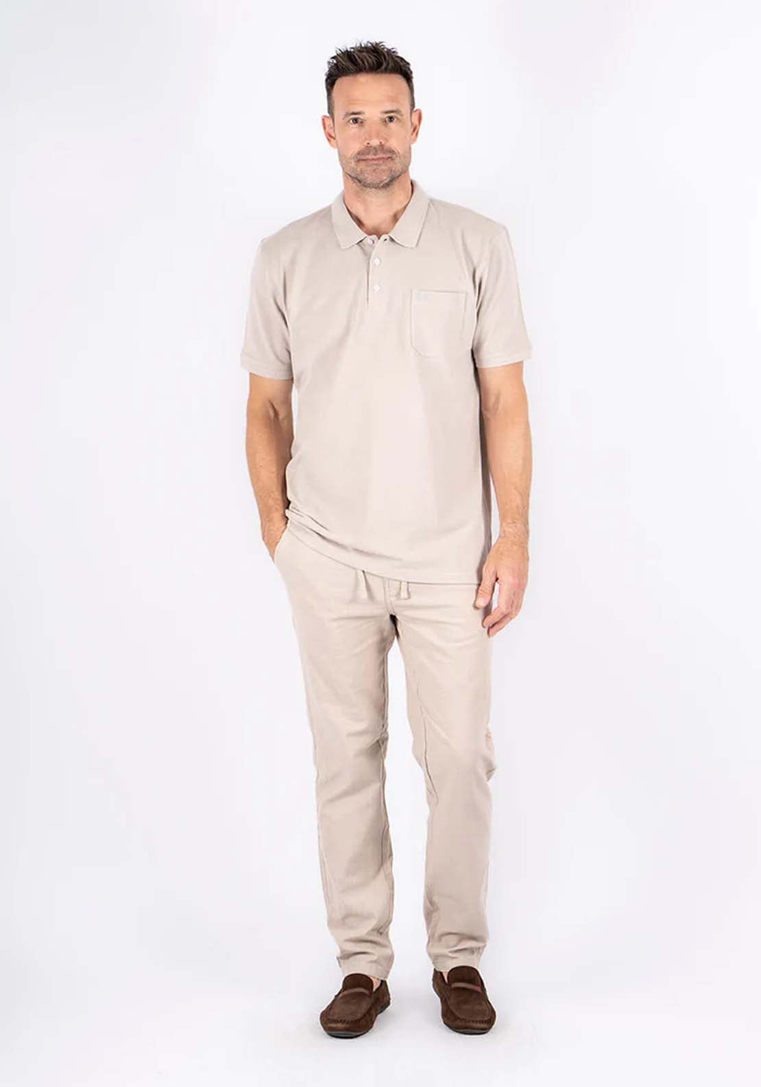 Yeats Rodger Plain Polo - Ultra Light Sand 3 Shaws Department Stores