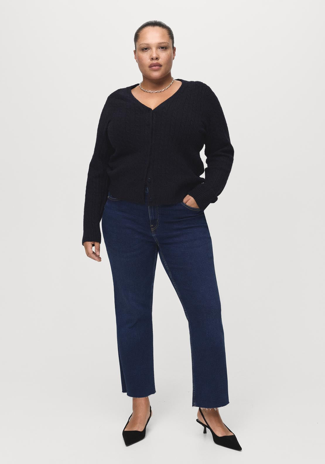 Mango Sienna Mid Rise Flared Cropped Jeans - Blue 5 Shaws Department Stores