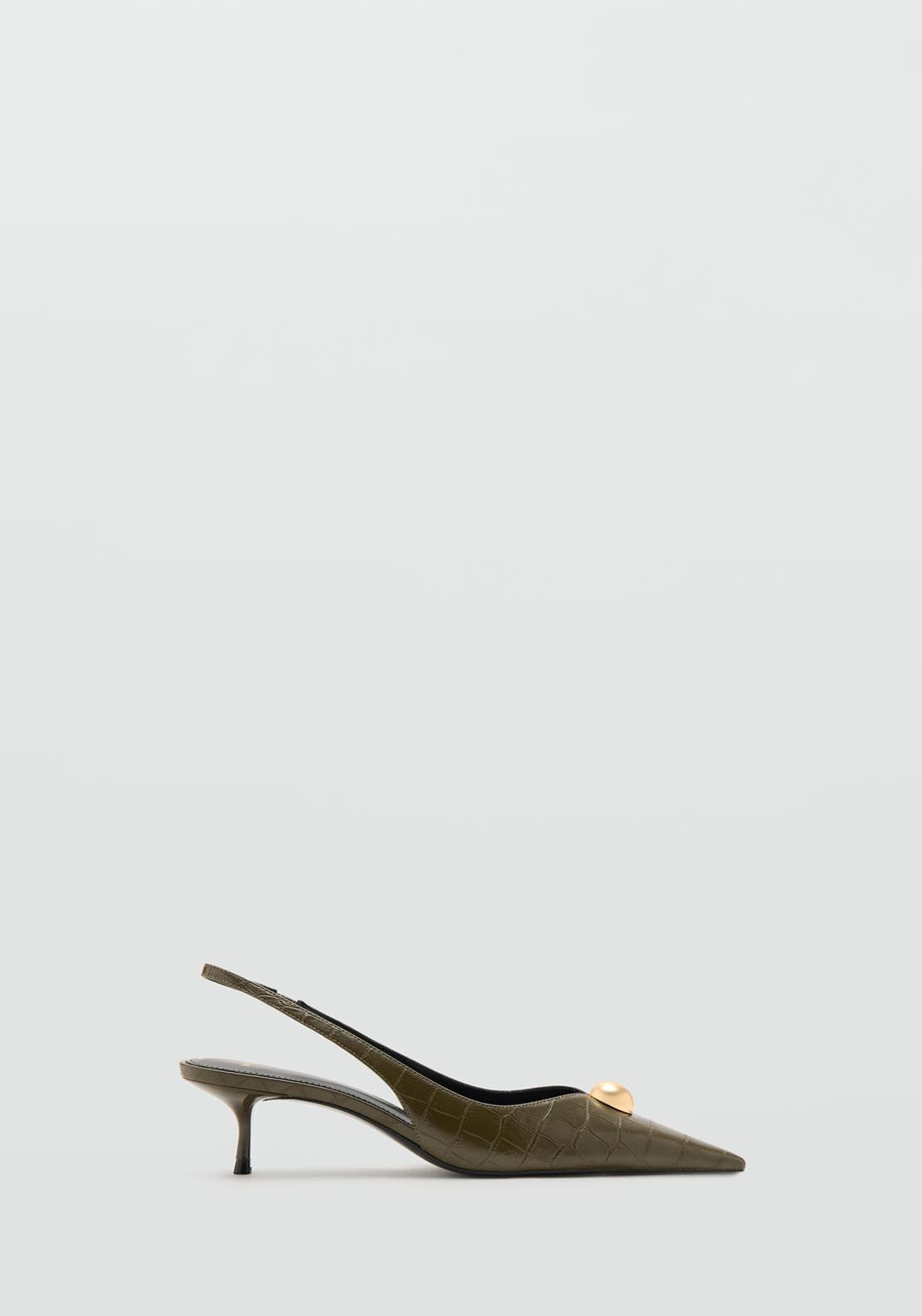 Croc Effect Leather Shoes - Green