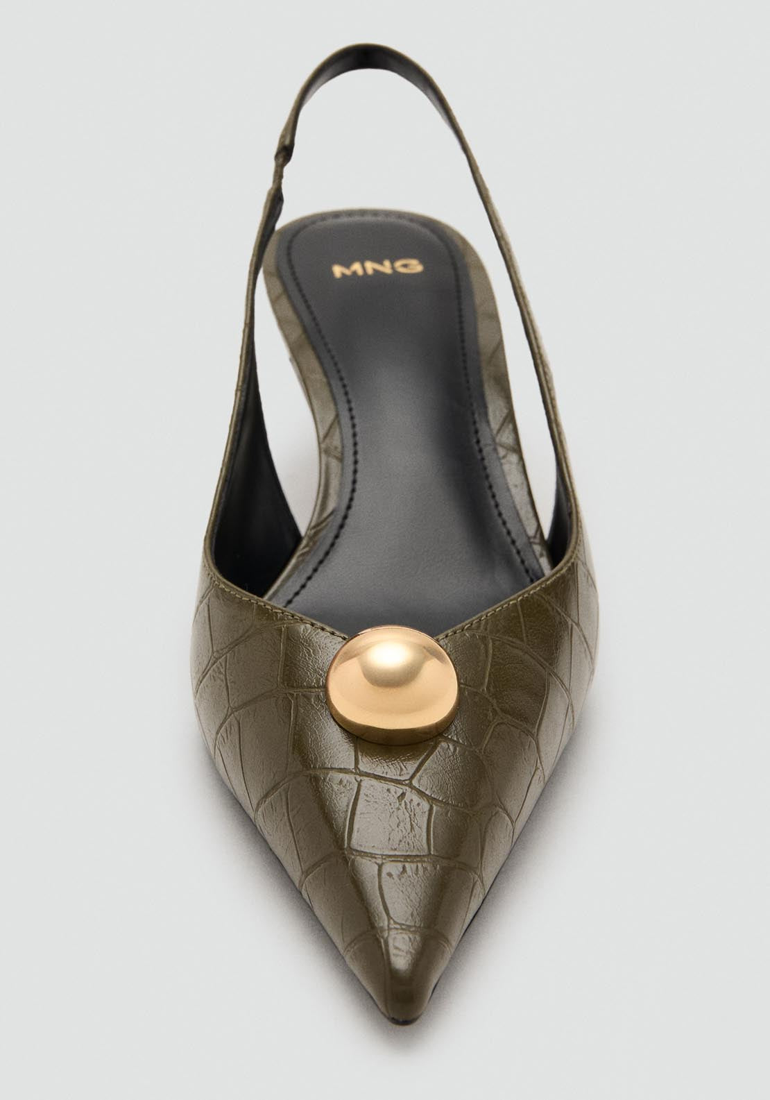 Croc Effect Leather Shoes - Green