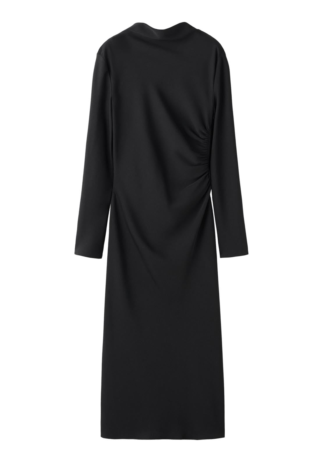 Ruched Midi Dress - Black