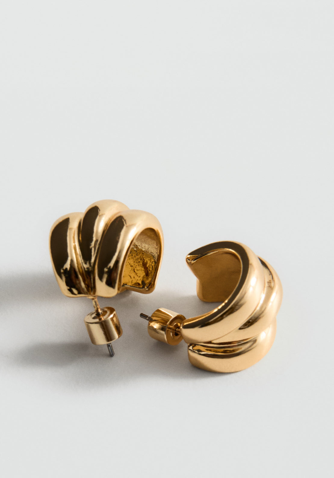 Embossed Semi-Hoop Earrings - Gold