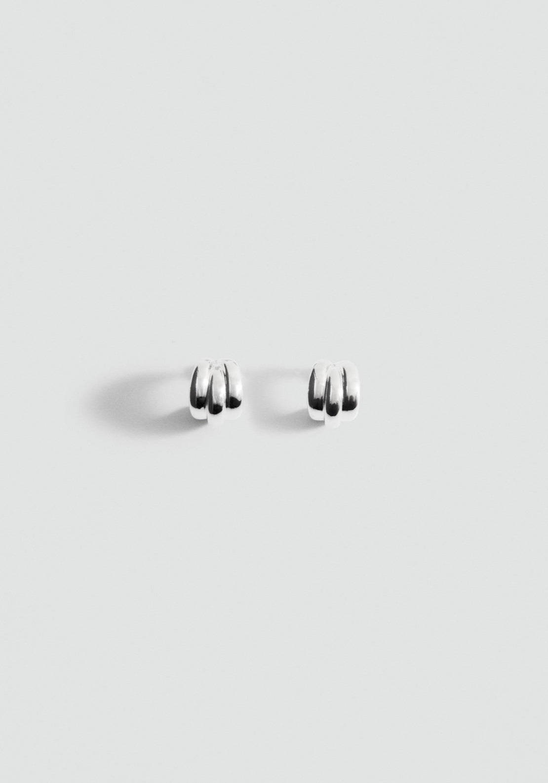 Embossed Semi-Hoop Earrings - Silver