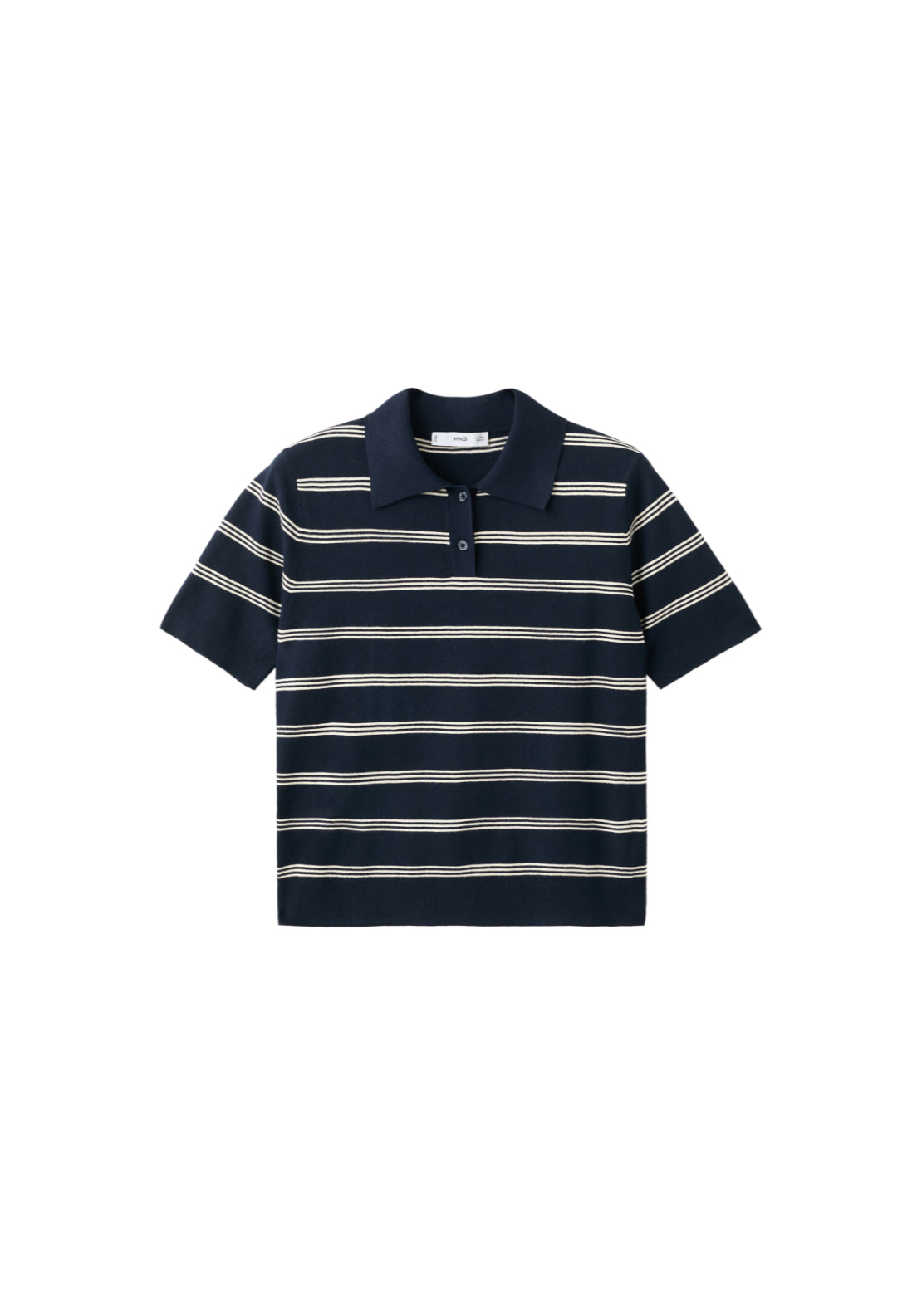 Striped Polo Neck Sweater - Blue