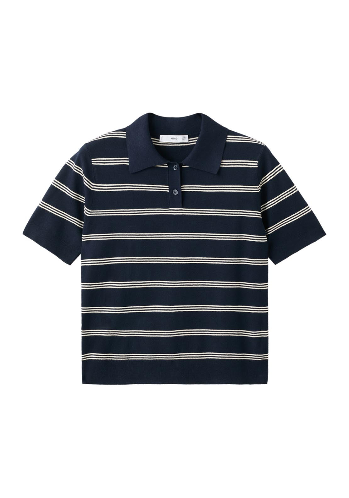 Mango Striped Polo Neck Sweater - Navy 10 Shaws Department Stores