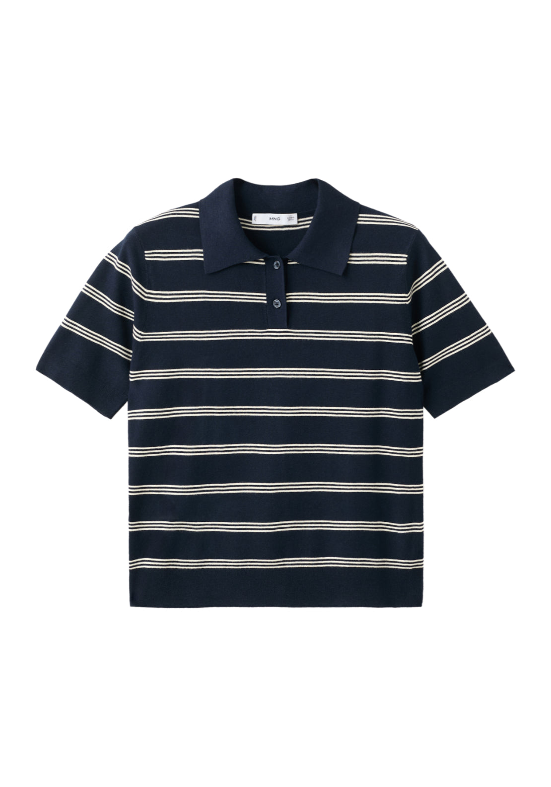 Striped Polo Neck Sweater - Blue