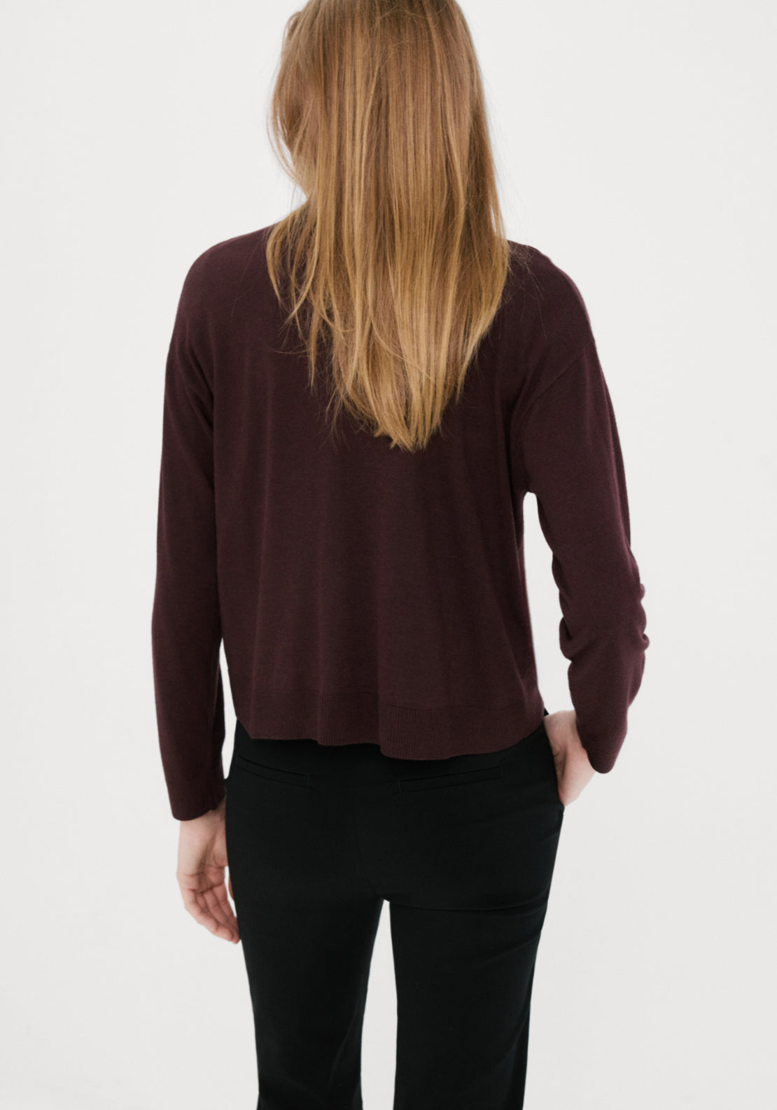 Knitted Polo Neck Sweater - Burgundy