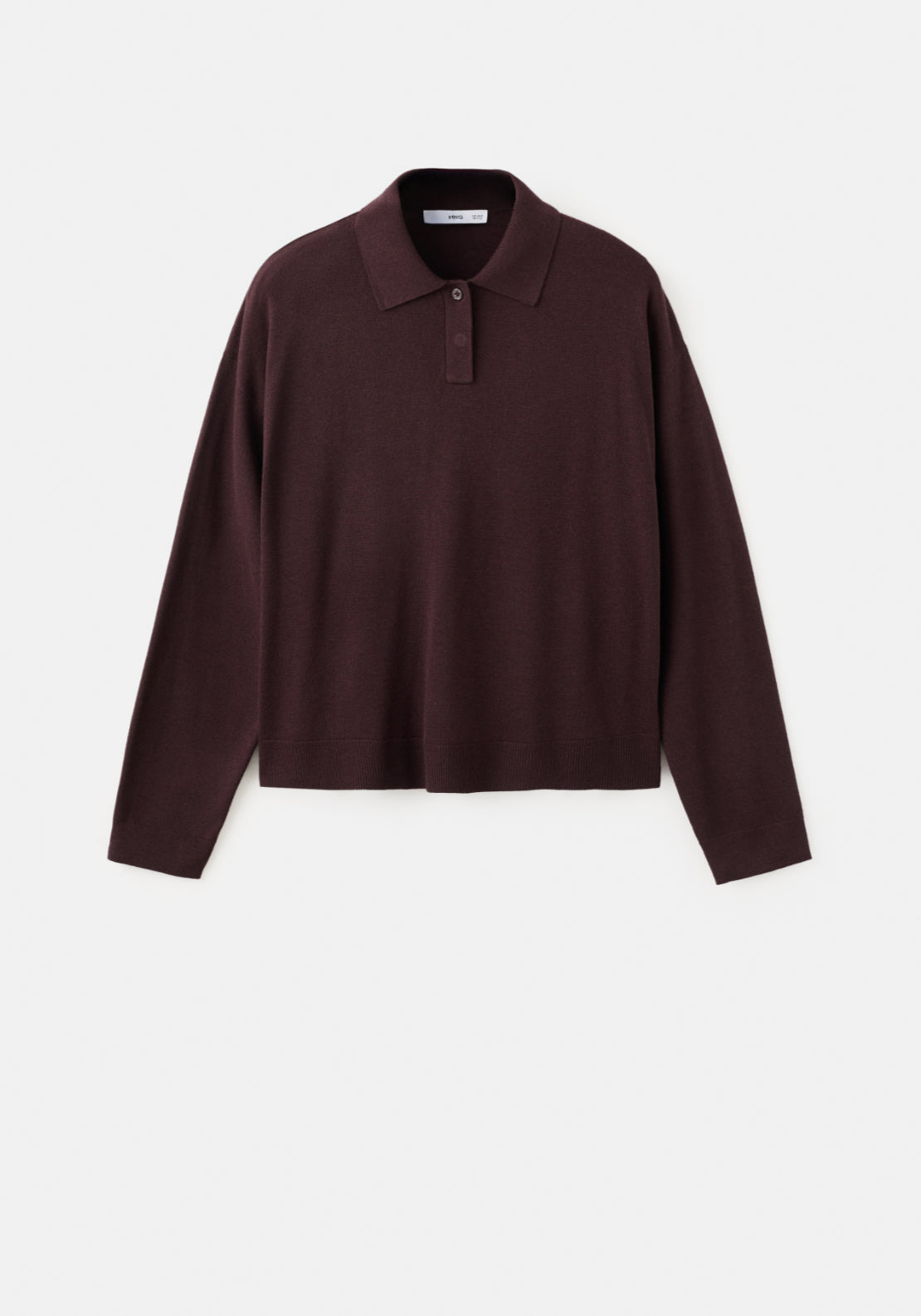 Knitted Polo Neck Sweater - Burgundy