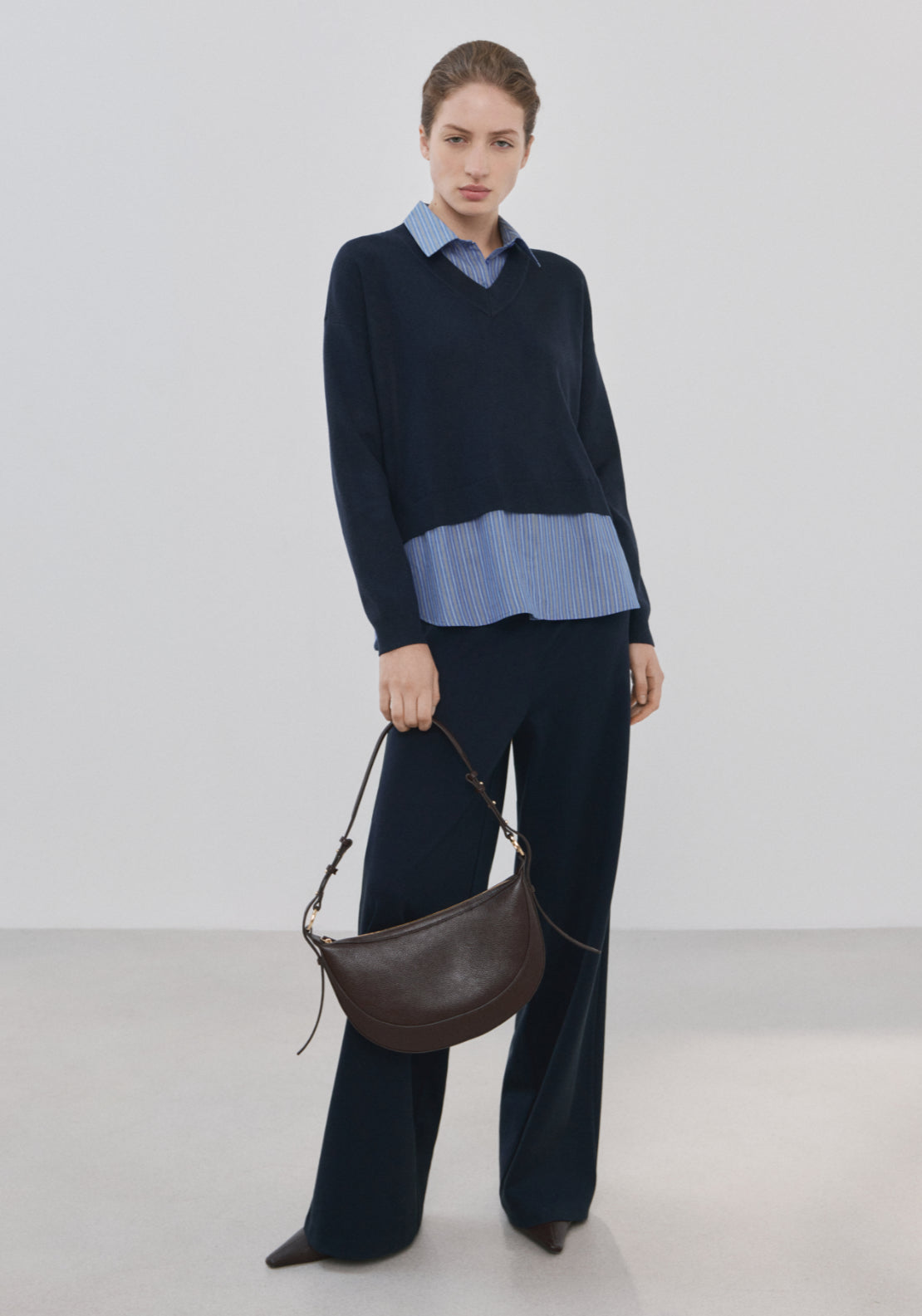 Combined Shirt Sweater - Blue