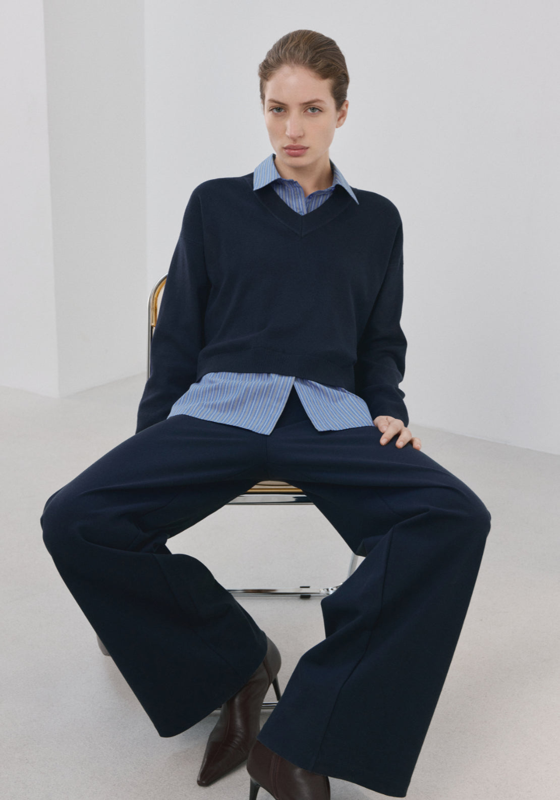 Combined Shirt Sweater - Blue