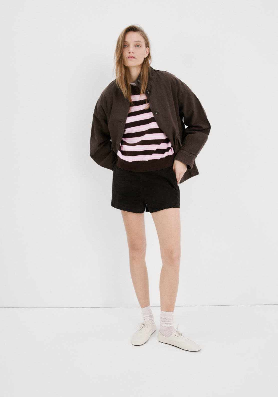 Striped Knit Sweater - Brown