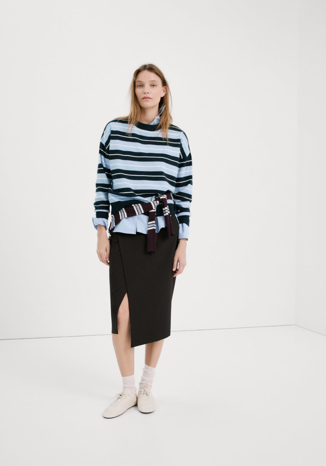 Knit Striped Sweater - Blue