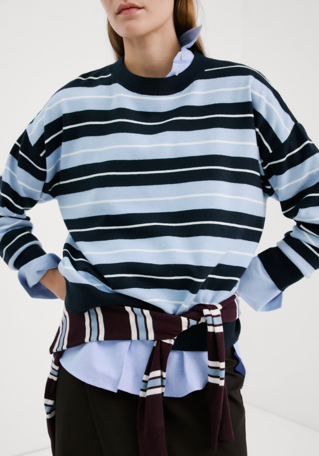 Knit Striped Sweater - Blue