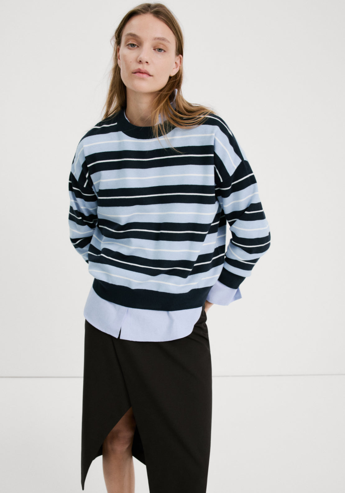 Knit Striped Sweater - Blue