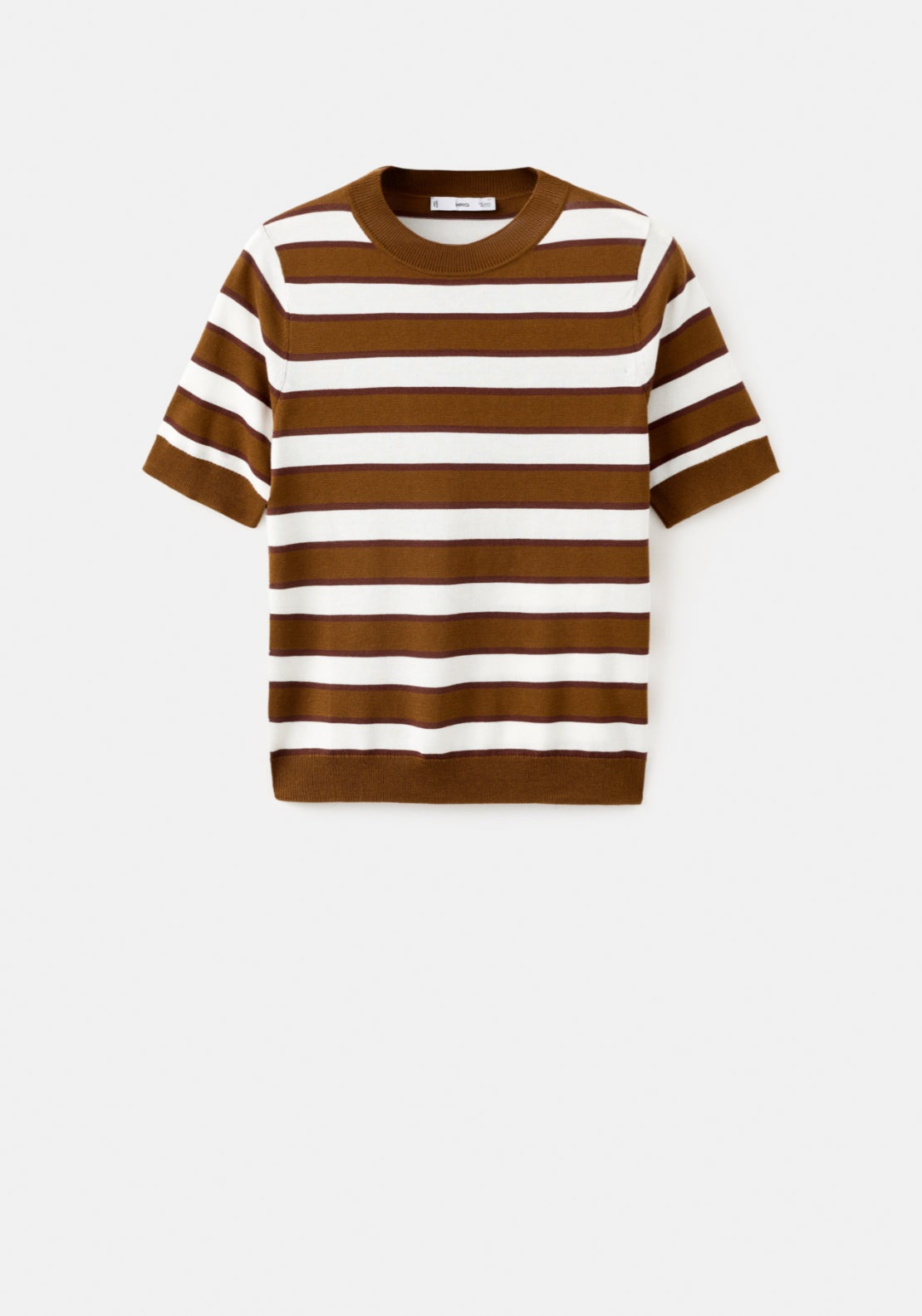 Short Sleeved Knitted Sweater - Brown