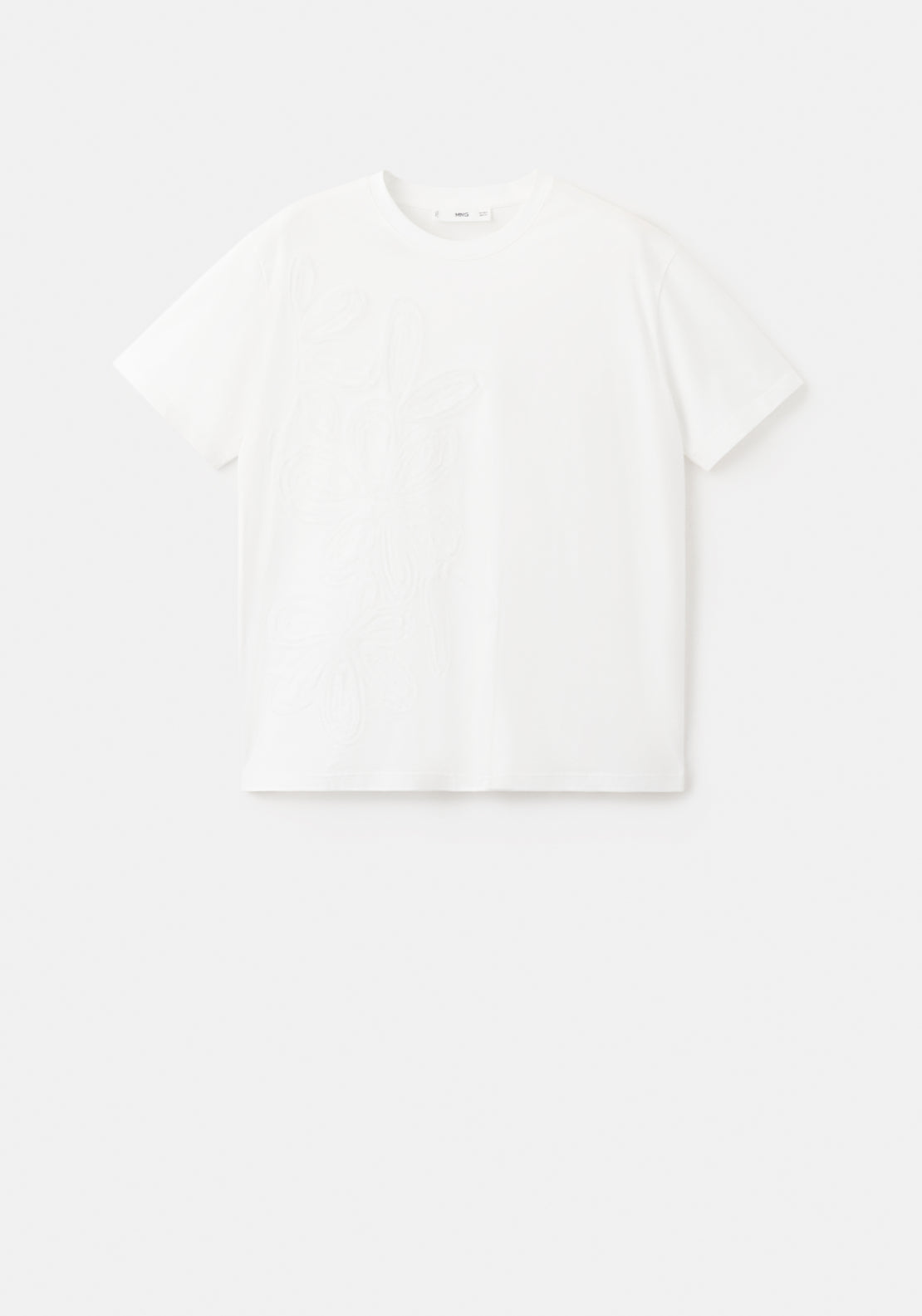 Mango Flower Embroidered Cotton T-Shirt - Cream 4 Shaws Department Stores