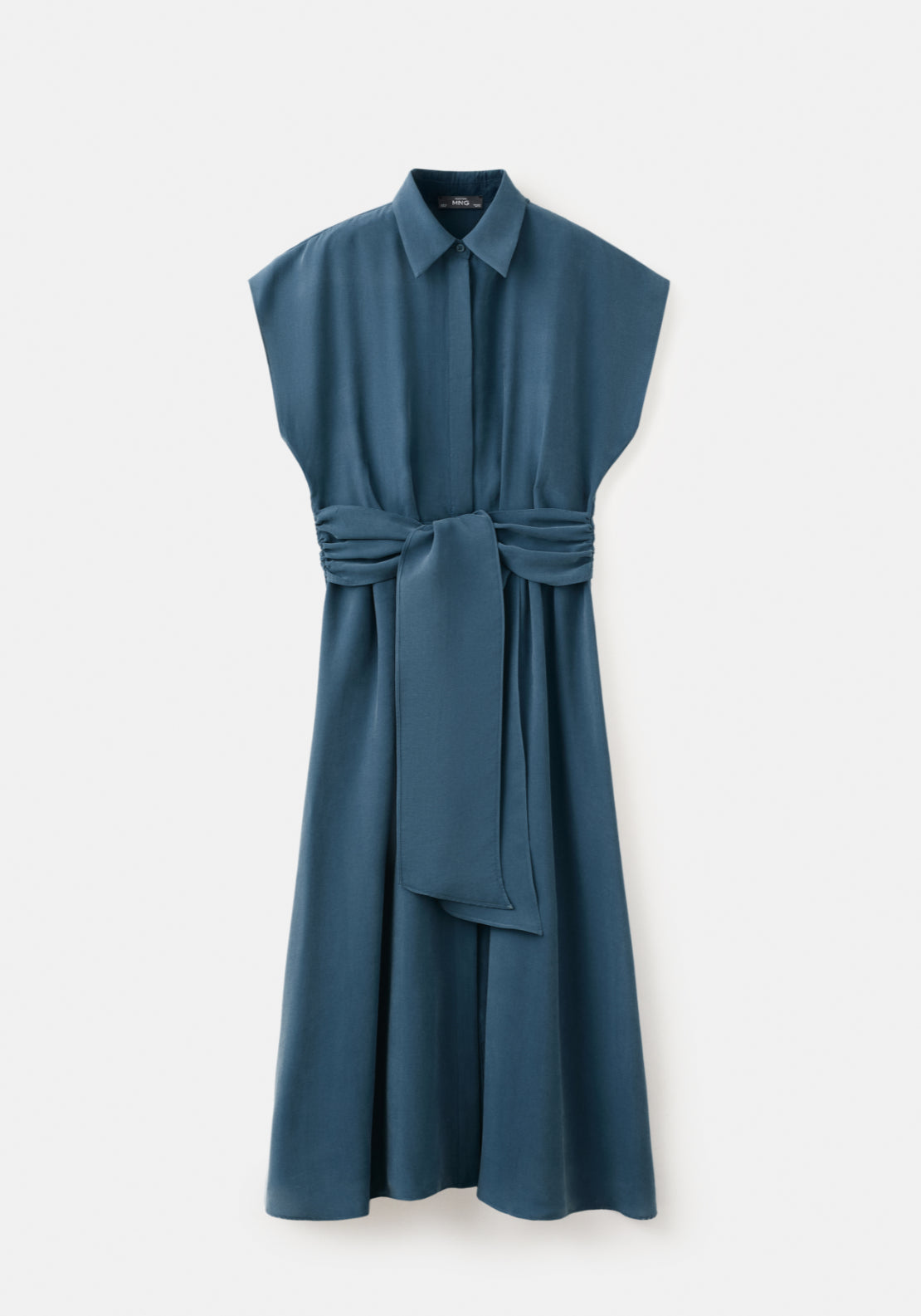 Belted Shirt Dress - Blue