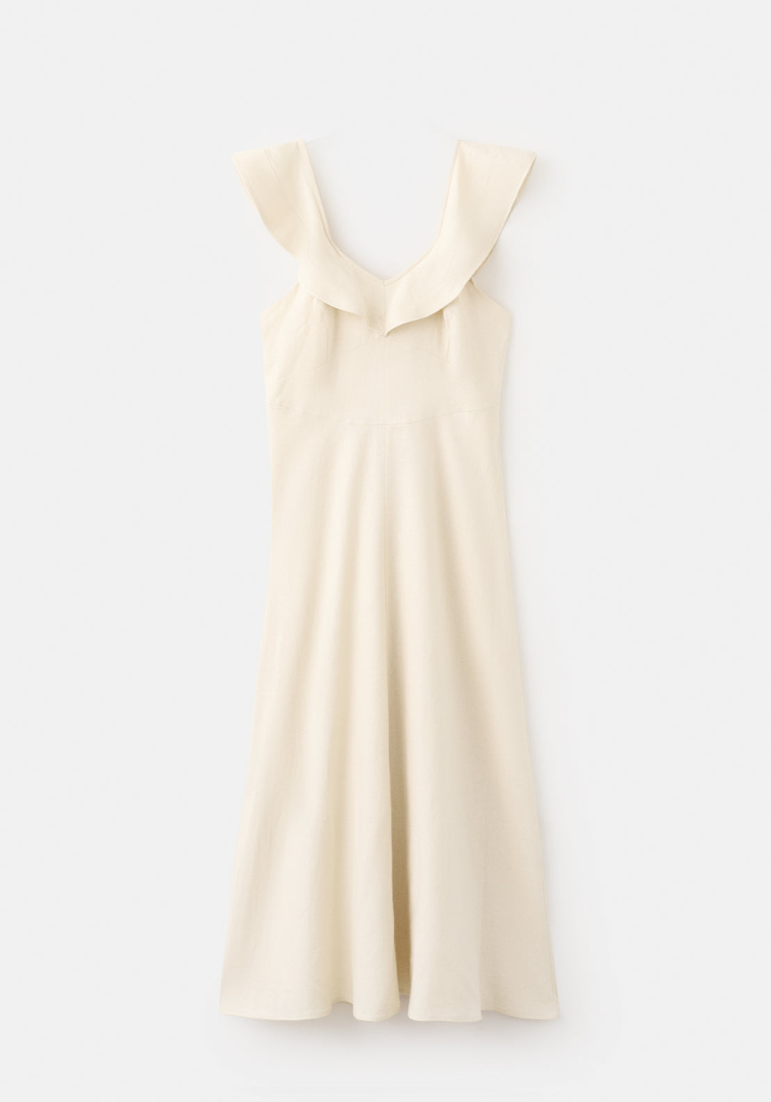 Ruffled Linen Dress - Brown