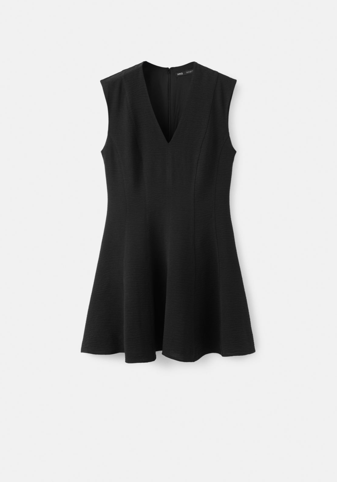 Flounce Dress With V-Neck - Black
